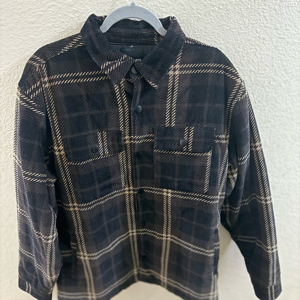 RSQ Black and Tan Plaid Jacket